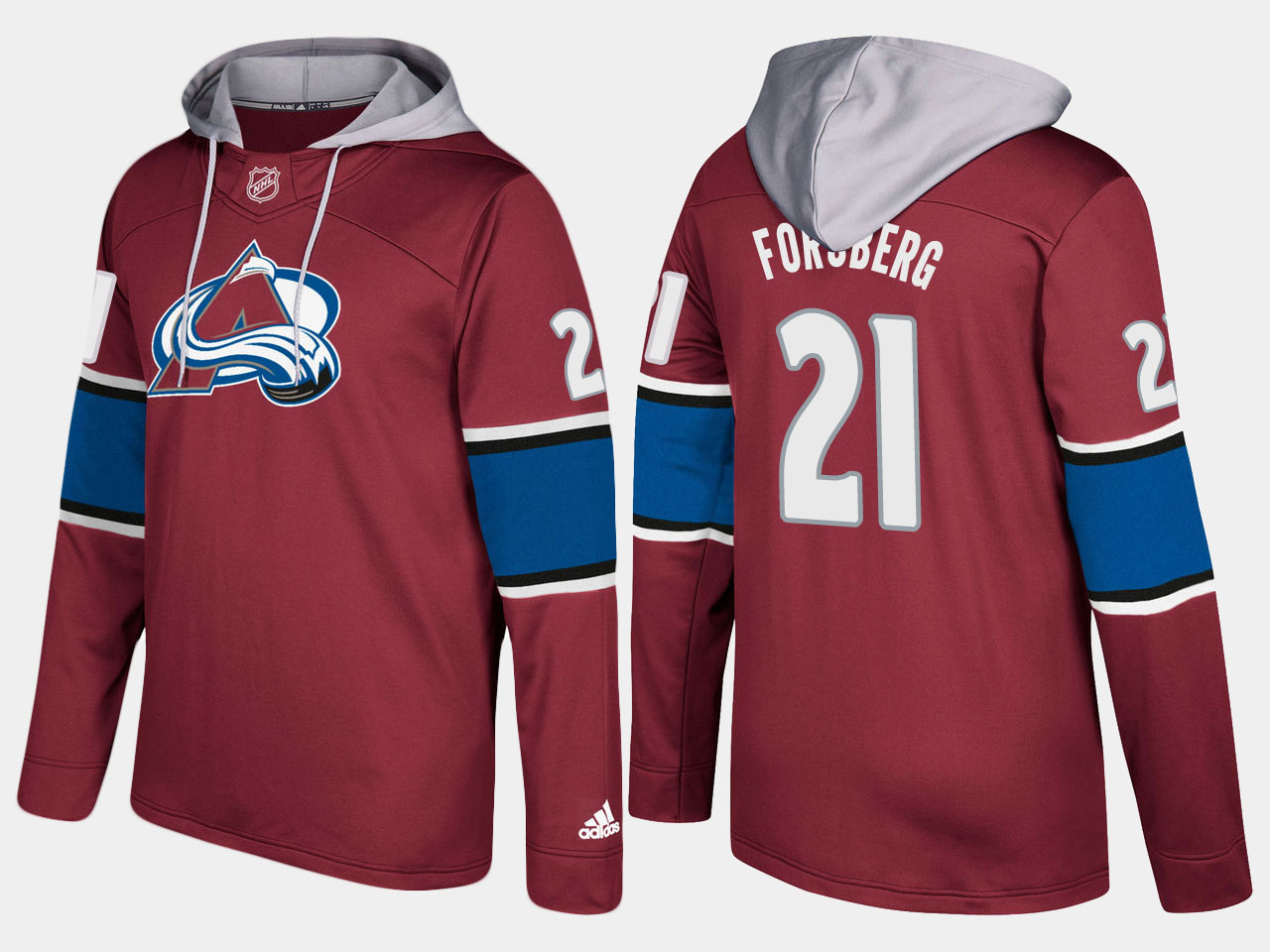 Men NHL Colorado avalanche retired 21 peter forsberg burgundy hoodie